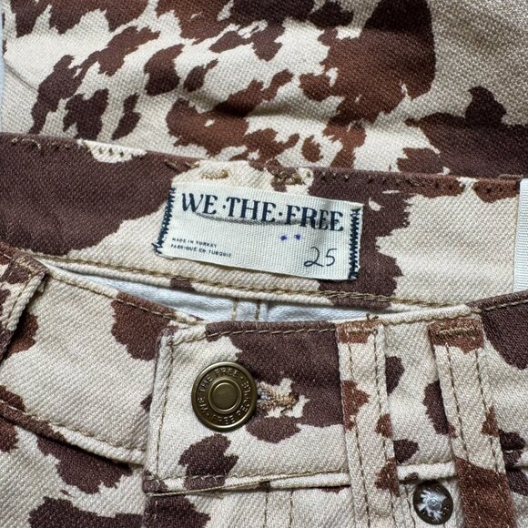 NWT Free People Cow Print Jeans Risk Taker Brown Denim 25 - Picture 6 of 14